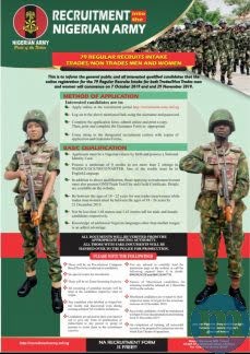 Nigerian Army Recruitment 2019/2020 Form 79RRI www.naportal.com.ng