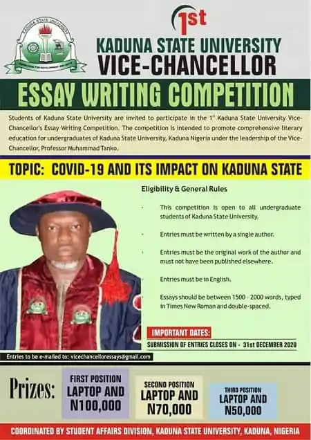 Kaduna State University KASU Vice Chancellor Essay Writing Competition