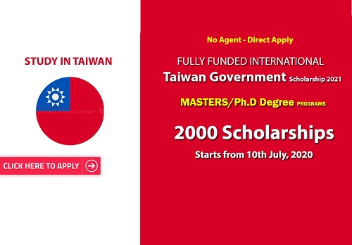 Government of Taiwan Fellowship 2026/2027 for Foreign Students
