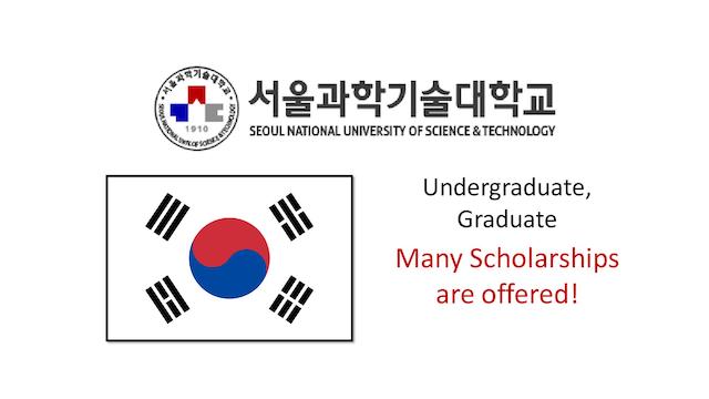 Full tuition SEOULTECH Undergraduate Graduate Scholarship in South Korea