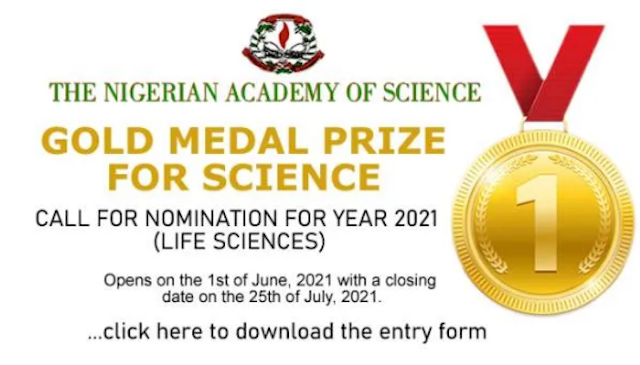 Nigerian Academy of Science NAS Gold Medal Prize 2021