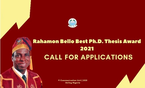 UNILAG Rahamon Bello Best PhD Thesis Award