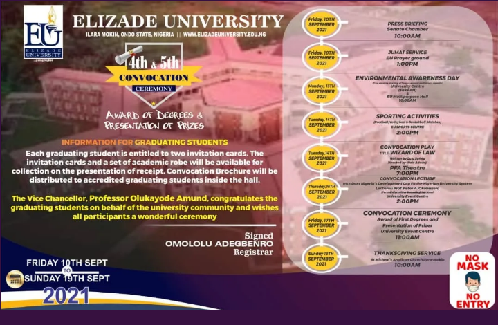 Elizade University Convocation 2021