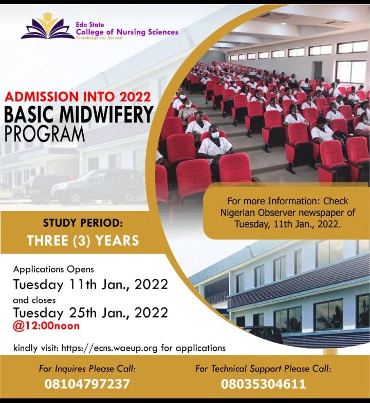 Edo State College of Nursing Sciences EDOCONS Basic Midwifery Programme Admission Form 20222023