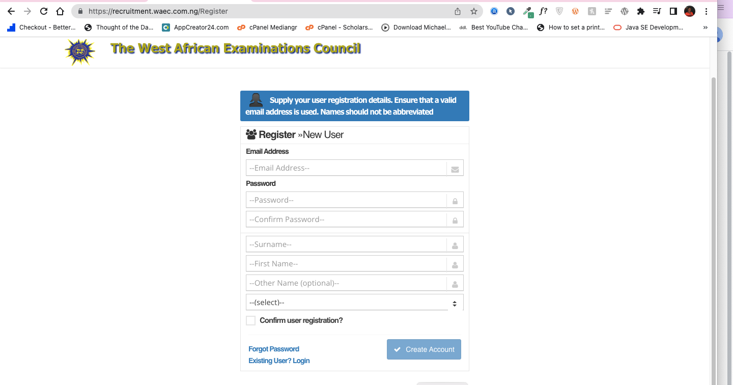 waec recruitment registration page waec recruitment registration page