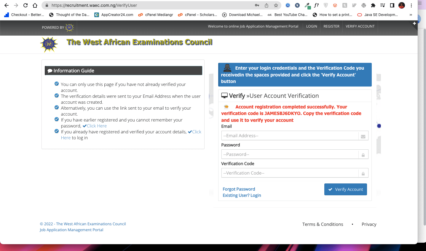 waec recruitment registration verification page waec recruitment registration verification page
