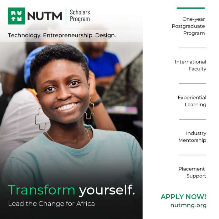 Nigerian University of Technology and Management NUTM Scholars Program 2022