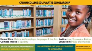 Canon Collins Sol Plaatje Scholarships 2023 for Postgraduate Study in South Africa e1656679052834