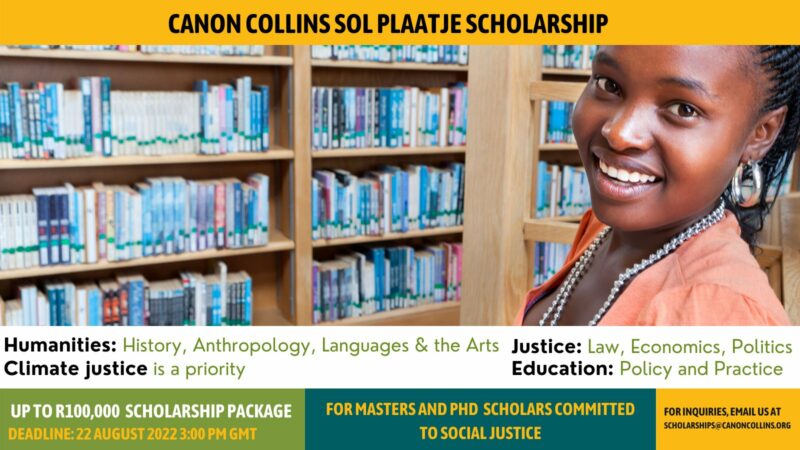 Canon Collins Sol Plaatje Scholarships 2023 for Postgraduate Study in South Africa e1656679052834