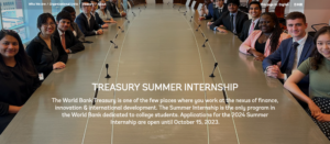 World Bank Treasury Summer Internship Program 2024 For Exceptional College Students