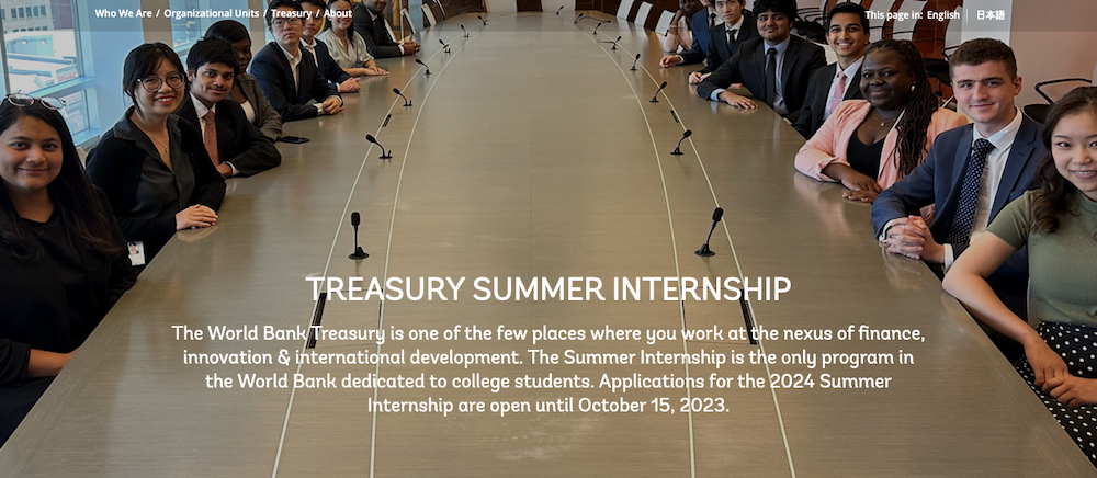 World Bank Treasury Summer Internship Program 2024 for Exceptional College Students — Mediangr World Bank Treasury Summer Internship Program 2024 For Exceptional College Students