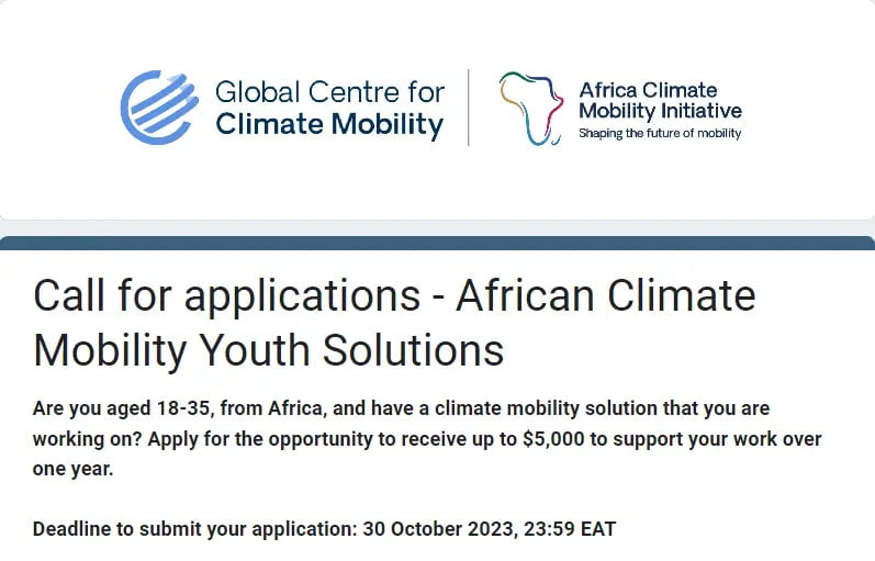 African Climate Mobility Youth Solutions 2023 (up to $5,000) — Mediangr African Climate Mobility Youth Solutions 2023 (up To $5,000)
