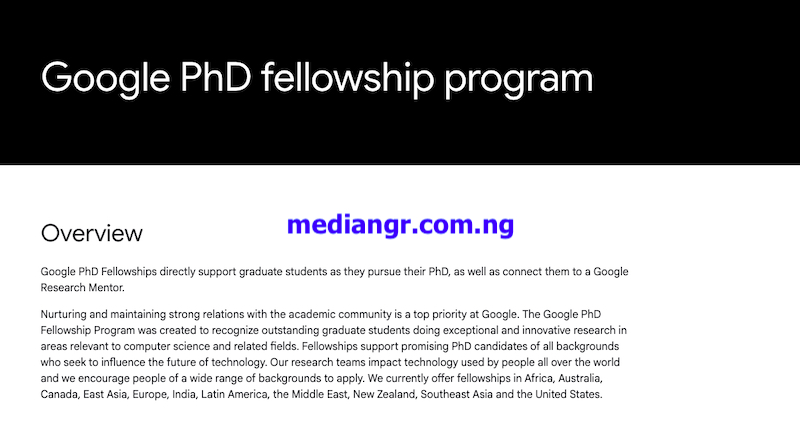 Google Phd Fellowship Program 2025 For Outstanding Graduate Students